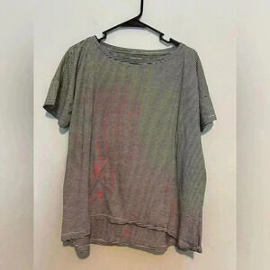 Eileen Fisher Womens Shirt XS Stripe Flowy Organic Cotton Black and White